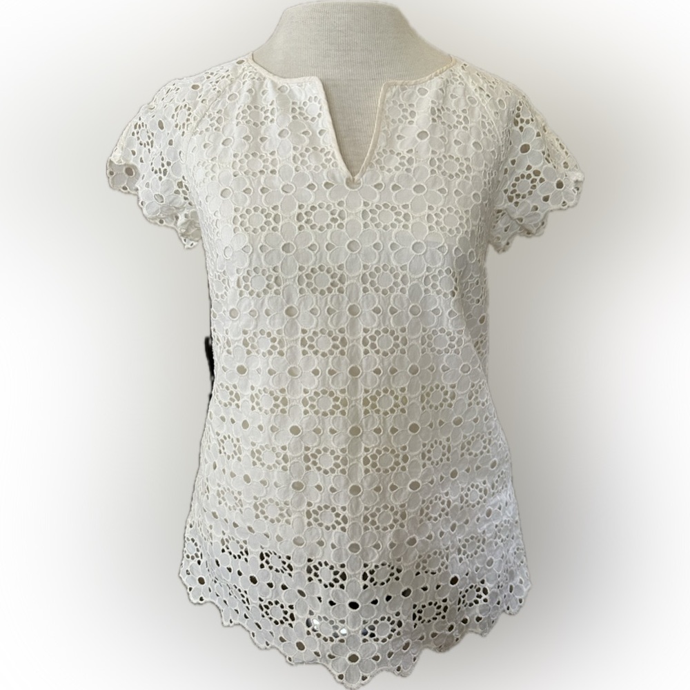 NWT J.Crew Ivory Eyelet Top